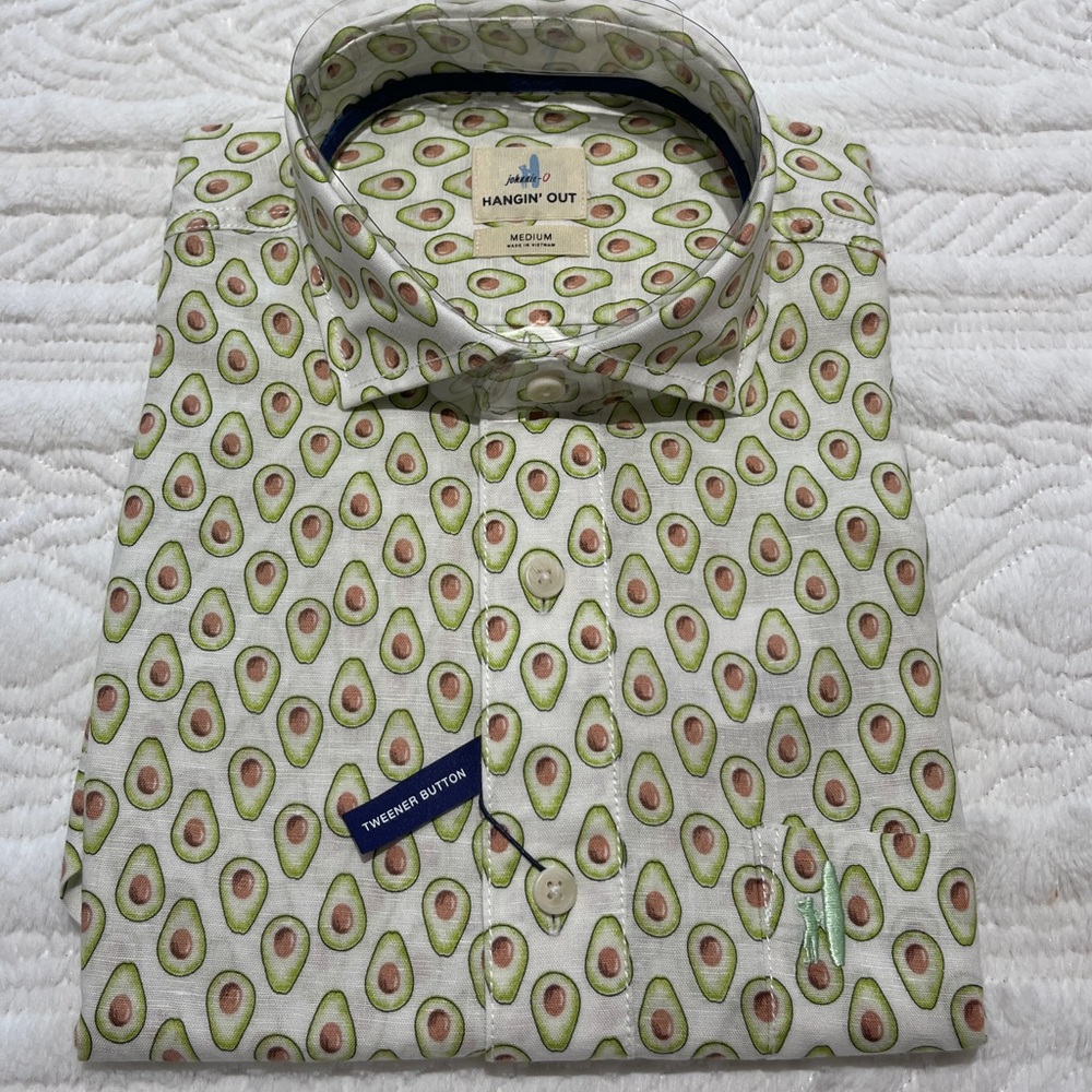 johnnie-O medium avocado short sleeve button up shirt